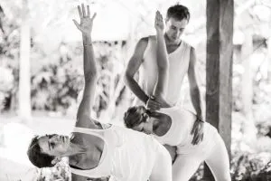 People doing yoga exercises