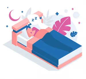 illustration of a person sleeping peacefully in bed