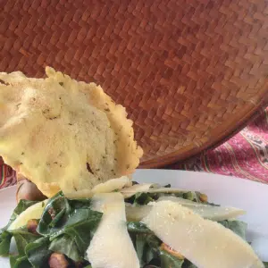 salad with parmesan chips