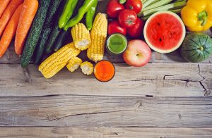 Some fresh vegetables and fruits